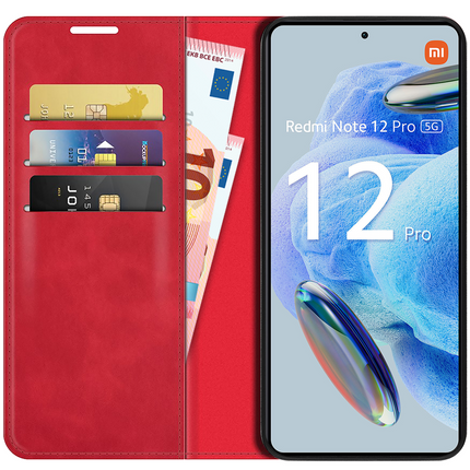 Xiaomi Redmi Note 12 Pro 5G Magnetic Wallet Case - Red - Casebump