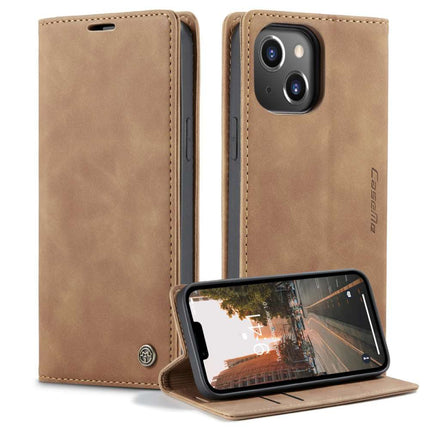 CASEME iPhone 14 Retro Wallet Case - Brown - Casebump