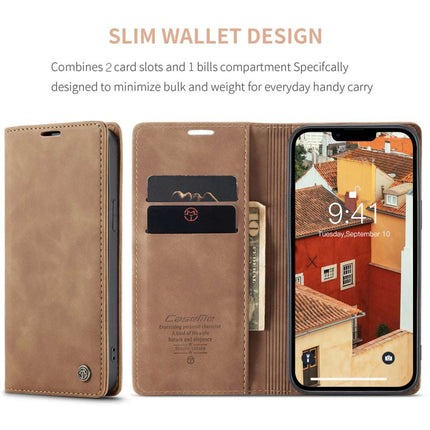 CASEME iPhone 14 Retro Wallet Case - Brown - Casebump