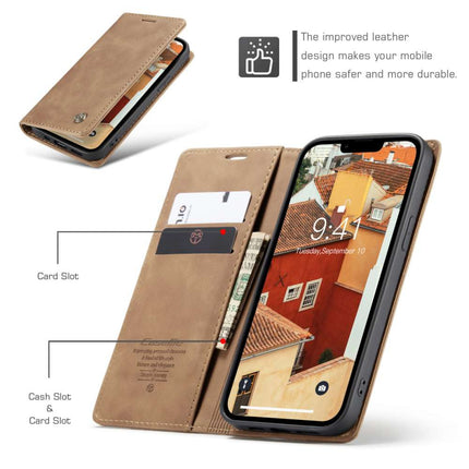 CASEME iPhone 14 Retro Wallet Case - Brown - Casebump