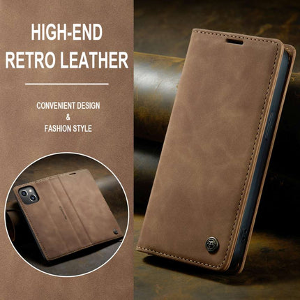 CASEME iPhone 14 Retro Wallet Case - Brown - Casebump