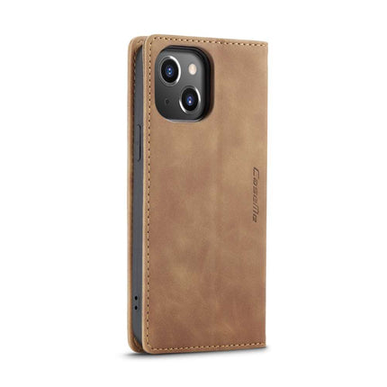 CASEME iPhone 14 Retro Wallet Case - Brown - Casebump