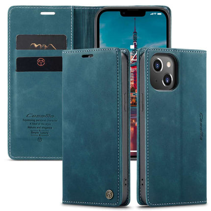 CASEME iPhone 14 Retro Wallet Case - Blue - Casebump