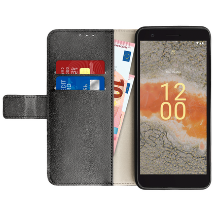 Nokia C02 Classic Wallet Case - Black - Casebump