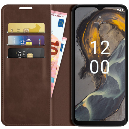 Nokia G22 Magnetic Wallet Case - Brown - Casebump