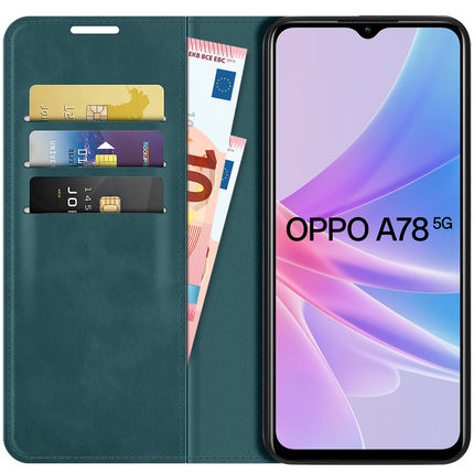 Oppo A78 5G Magnetic Wallet Case - Green - Casebump